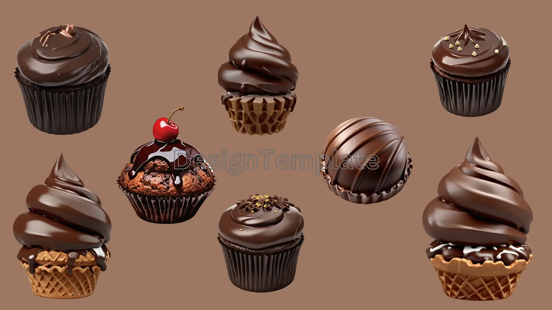 Chocolate Cupcakes 3D Elements Pack image